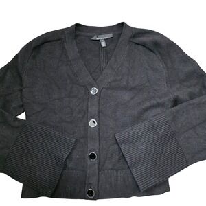 WHITE HOUSE BLACK MARKET Black Bell Sleeve V Neck Button Up Cardigan Sweater XS